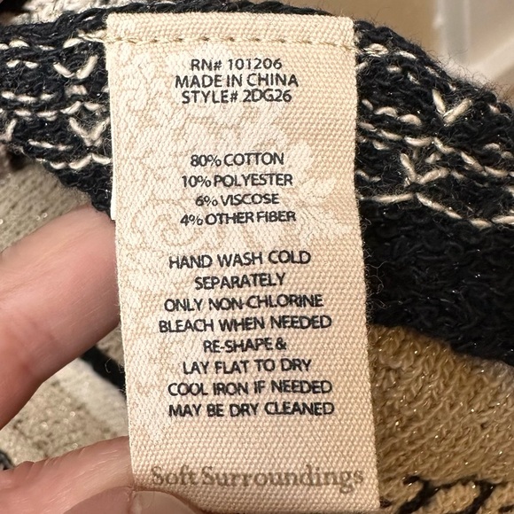 Soft Surroundings Women’s Striped Open Front Cardigan Size Medium Black Tan - Picture 4 of 6